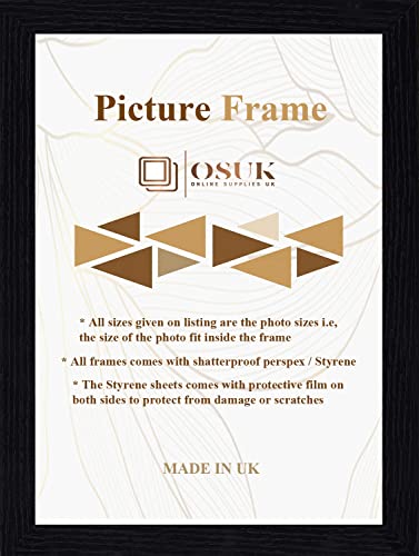 OSUK 24x30 cm Frame Black Photo Frame with Clear Perspex Front & Wall Mounting to Hang Portrait or Landscape (Black, 24cm x 30cm)