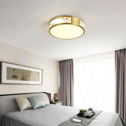 Plafonnier LED tout cuivre lampe de plafond style chinois variateur