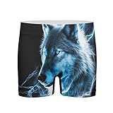 GLUDEAR Men's Funny Graphic Print Boxers Novelty Humorous Boxer Shorts Underwear,Luminous Blue Wolf,XL