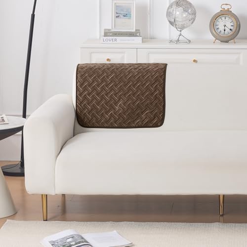 Image of HOKIPO Premium Velvety Quilted Sofa Backrest Cover - Anti-Slip, Washable, 'Softline Quilted Series' | Chocolate Brown (AR-6322-BR)