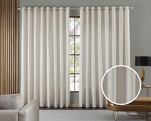 Cortina Tecido Linho Rústico Areia 4,00M x 2,40M Com Ilhós Cromado Para Varão Simples