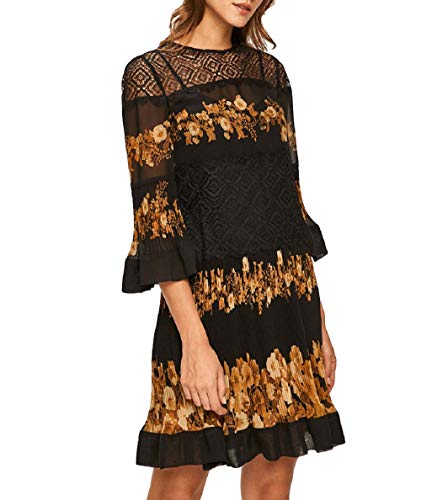 Abito Donna Twin Set 192TT2542 ST.Righe Fiore Nero Autunno Inverno A/I 2019 2020 (46 - ST.Righe Fiore)