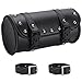 Motorcycle Handlebar Bag, Motorcycle Fork Tool Bag Motorcycle Tool Bag With 2 Straps PU Leather Black Universal for Motorcycle Front Forks Handlebar Sissybar Storage Bag 1
