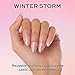 Glamnetic Press On Nails - Winter Storm | Semi-Transparent Short Almond Nails, Reusable | 12 Sizes - 24 Nail Kit
