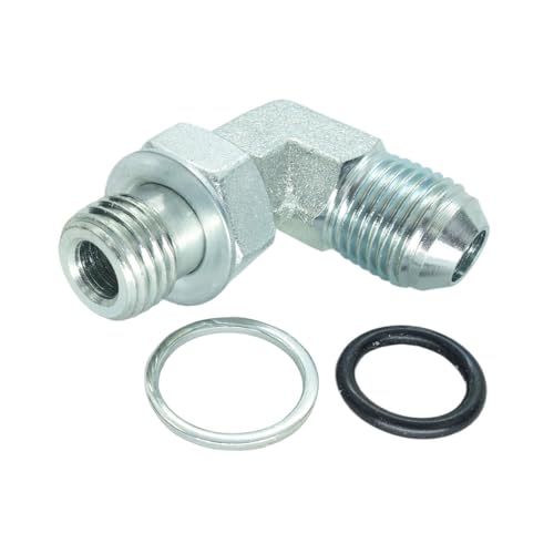 Image of 1 Piece Hydraulic Fitting 3 /8 Male JIC (9 /16 inch-18) X M14 x 1.5 Male Metric 90 Degree Elbow Adapter