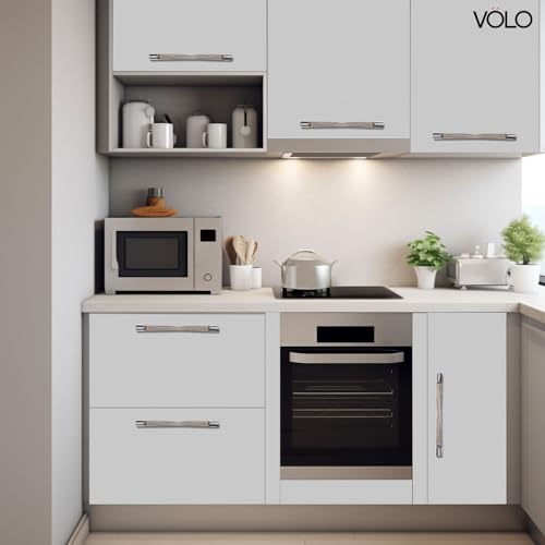 Image of VOLO Wardrobe Cabinet Handle - Sleek Pull Handle for Drawers, Wardrobes, Sliding Doors, and Cabinets in Kitchen, Bedroom, and Office (R-241) (2, Silver, 160MM (8 Inch))