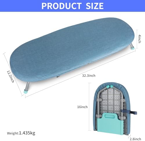 PURASKER Foldable Tabletop Portable lroning Board, Compact Small Steam Ironing Table, Non-Slip Folding Feet, Lightweight, Space Saving. Perfect for Travelling and Tight Spaces