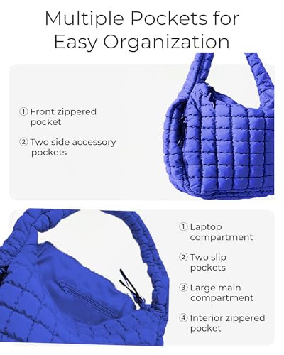 Image of Puffer Tote Bag, Quilted Tote Bag Crossbody Bags for Travel, Gym, Work