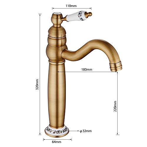 Grifo-de-Lavabo-de-Alto-de-Bronce-para-Bano-de-LatonGrifo-de-Bano-Monomando-Vintage-Ceramica-Floral-una-Sola-Manija-del-Grifo-del-Mezclador-Agua-Fria-y-Caliente-Disponible-Antiguo