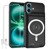 Battery Case for iPhone 16,Upgraded 10000mAh High Capacity Rechargeable Portable Protective Extended Charger Case Wireless Charging Compatible with iPhone 16 (6.1 inch) Charging Case & Carplay (Black)