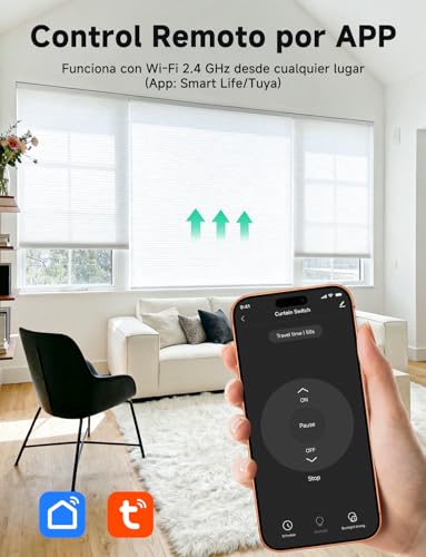 Miniatura 3 de Led Controlable Interruptor Persiana Wifi, Etersky Interruptor Inteligente Control De App Y Voz Compatible Con Alexa Y Google Home, Para Reloj Para Motor Persiana Tubular, 2 Piezas