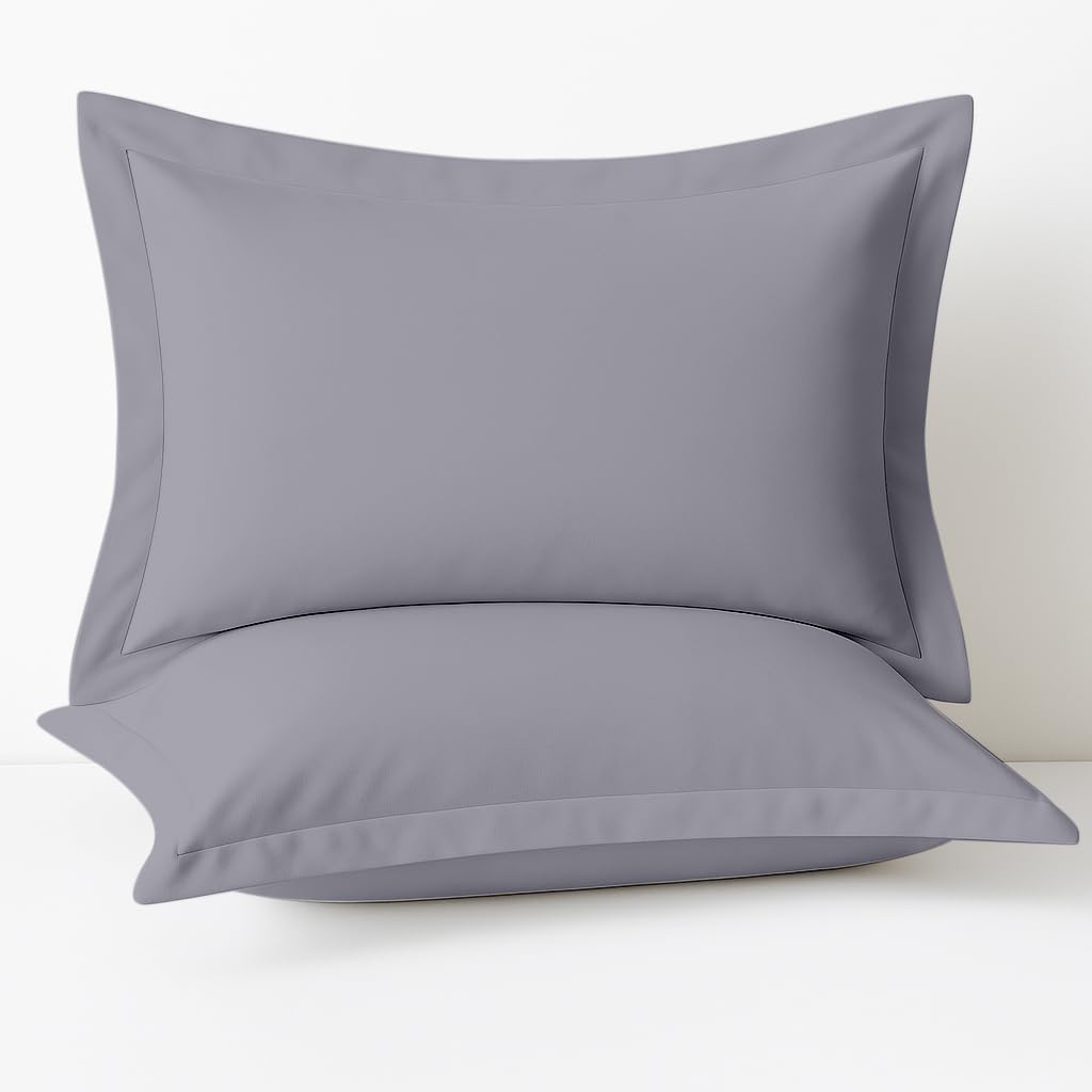Comfort Beddings 2 Pack Oxford Pillowcases – 56x79cm Extra Wide Pillow Covers – 100% Egyptian Cotton – 600 Thread Count – Silver Extra Large Pillow Cases with Envelope Closure – Size 22"x31"