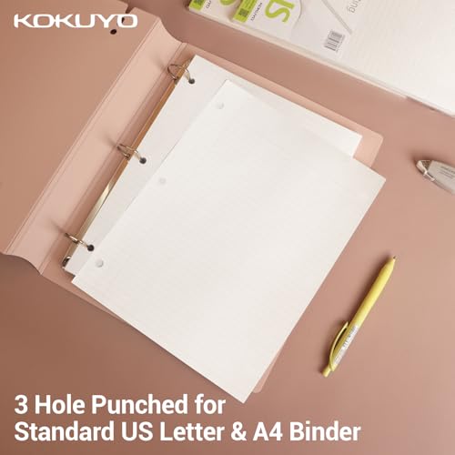 Image of Kokuyo 3 Hole Loose Leaf Paper 8-1 /4 inchx11 inch College Ruled, 100 Sheets, 1 Pack | Filler Paper for 3 Ring Binder Bleed Resistance Notebook Paper, 70 GSM Japanese Smooth Paper School Suppliers 100 Sheets /Pack