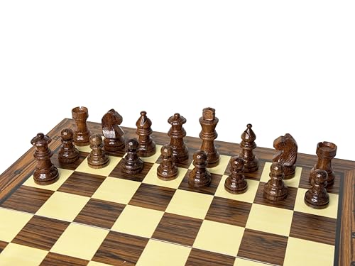 Image of PALM ROYAL HANDICRAFTS 12x12 Inches Chess Board Set Wooden Magnetic Portable and Foldable Board Game with Extra Queens & Storage | Handmade Travel Chess Board for Adults & Kids.