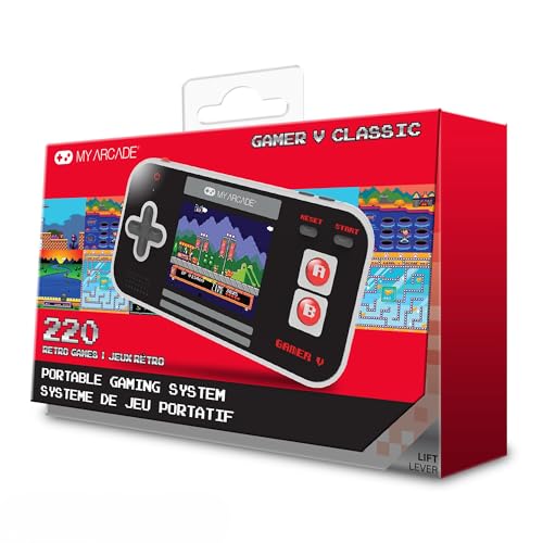 My Arcade Gamer V Classic-Red: Portable Gaming System with 220 Games, 2.5' Color Display, Pocket Size (DGUN-3911)