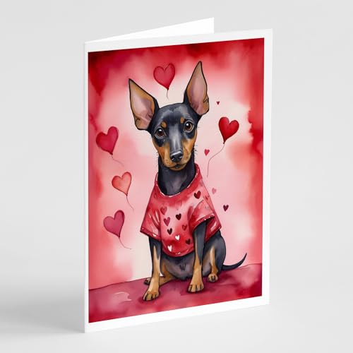 Caroline's Treasures DAC5389GCA7P Manchester Terrier My Valentine Greeting Cards Pack of 8 Blank Cards with Envelopes Whimsical A7 Size 5x7 Blank Note Cards