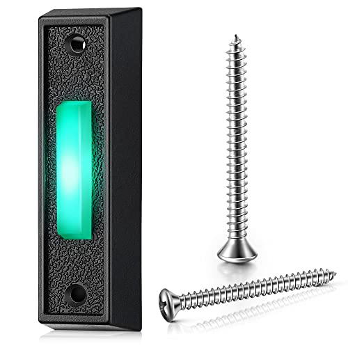 Wired Doorbell Button With Led Light, Door Bell Ringer Push Buttons Replacement, Wall Mount Door Chime Opener Switch, Doorbell Cover With Soft Green Lighted (Black, 1 Piece) #TOP26