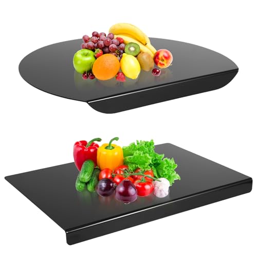 Image of 2 Pcs Thickened Acrylic Chopping Board, Modern style black chopping board, Protect countertop, health, Easy to clean, wear-resistant,acrylic chopping board with counter lip ( 40*30cm & 34.5*28.5cm)
