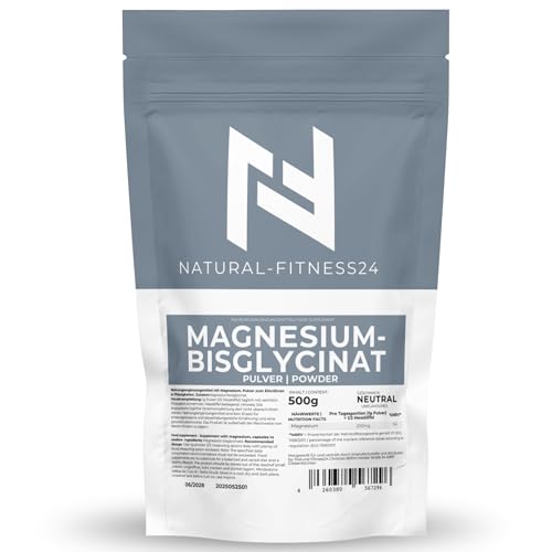Natural-Fitness24 Magnesium Bisglycinat Pulver 500g – Hochdosiert mit 200mg elementarem Magnesium pro Portion – Ohne Zusatzstoffe, Aromen & Süßstoffe Natural-Fitness24 Magnesium Bisglycinat Pulver 500g – Hochdosiert mit 200mg elementarem Magnesium pro Portion – Ohne Zusatzstoffe, Aromen & Süßstoffe