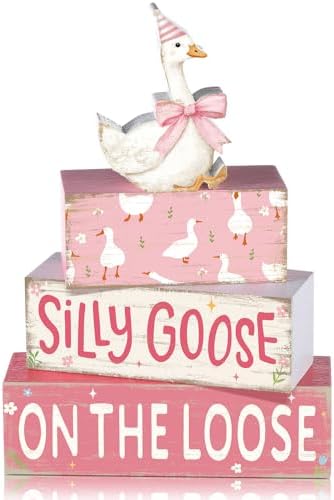 Thyle 4 Pcs Silly Goose Birthday Party Decoration Wood Table Deco...