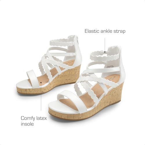 Image of DREAM PAIRS Girls Wedge Sandals Flatform Open Toe Platform Sandals Flower Wedding Party for Little Kid /Big Kid