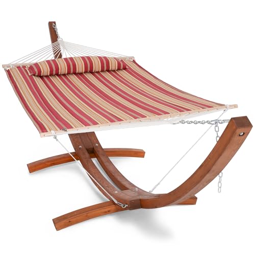 Image of SUNCREAT Freestanding 2 Person Hammock with Stand, Stand Alone Hammocks for Outside, 475 lbs Capacity, Red