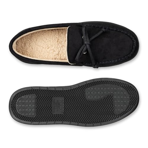 Image of isotoner Men's Slip-on Indoor /Outdoor Microsuede Memory Foam Comfort Moccasin Slippers