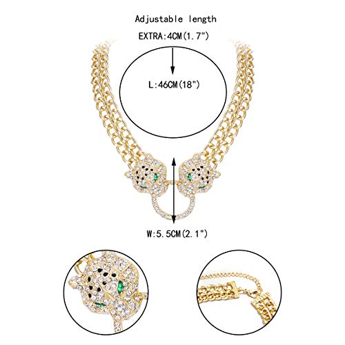 EVER FAITH Austrian Crystal Costume Jewelry Double Leopard Animal Circle Collar Statement Necklace for Women4