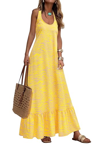 Image of NOLLSOM Casual Women's Summer Dresses 2025 Sundress Sleeveless Floral Boho Long Dresses Beach Vacation Clothes