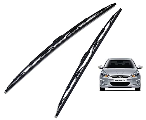 Image of Euro Care Metal Type Wiper Blade Compatibility with Hyundai Verna Fluidic (Model : 2013-2017) Windshield Car Wiper Blade Size D-24,P-16