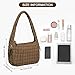 Women Large Quilted Tote Bag Lightweight Quilted Carryall GYM Bag Soft Puffy Crossbody Bag Hobo Handbags Wallet (Brown)