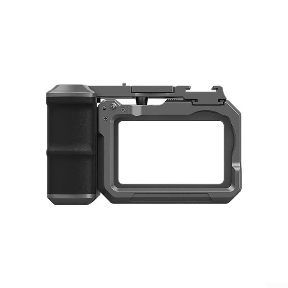 Kit de agarre de mango para DJI para cámara Osmo Action 6 - Marco protector de metal con zapata fría y diseño ergonómico (gris)