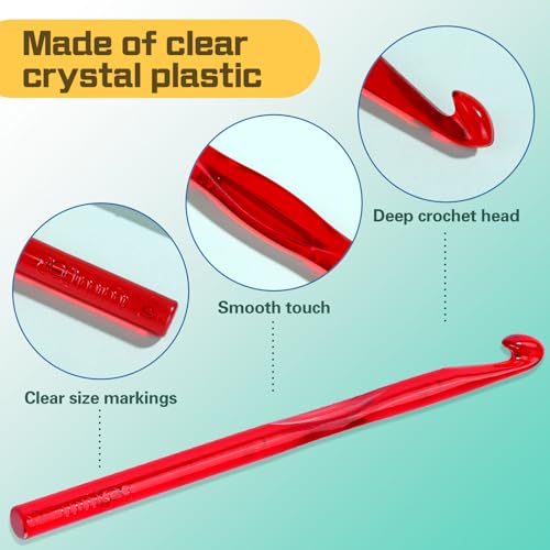Image of QMNNMA 8 mm Crochet Hook, Large Crochet Hooks, Ergonomic Crochet Hooks | Crochet Hooks for Arthritic Hands, Crochet Needles for Yarn, Ergonomic Knitting Needles for Beginners and Crocheting Yarn