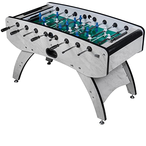 RAMROXX Fußball Tischkicker Design Weiss grünes Spielfeld Figuren Blau Weiss 80kg – Bild 6