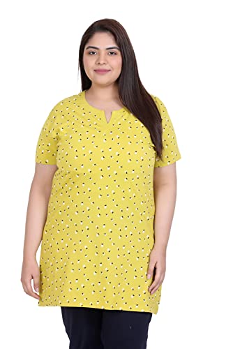 Image of In Love Women's Cotton Plus Size Longline T-Shirt Half Sleeve with Pockets | Cotton fabric - soft longline T-shirt with easy plus-size fit