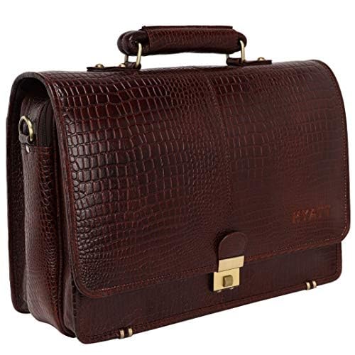 HYATT Leather Accessories 16 Inch Leather Briefcases Laptop Office Bags for men (C-BROWN) (B094H91BL5) Amazon Price History, Amazon Price Tracker