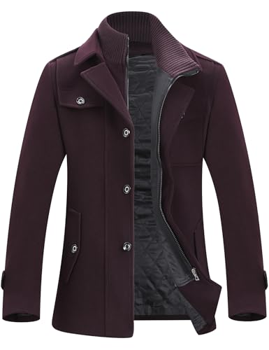 Image of APTRO Men's Pea Coat Wool Jacket Windbreaker Single Breasted Winter Coat