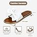 Sksshion Women's Bow Knot Slides Open Toe Flat Sandals Summer Slip On Slippers White 9.5