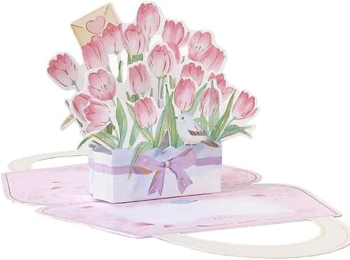Image of Pink 3D Mother'S Day Up Cards Anniversary Up Cards Gift For Birthday Anniversary Wedding