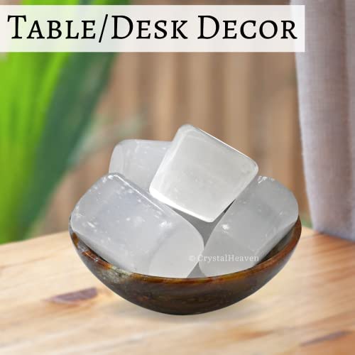 Image of Certified Selenite Crystal Healing Tumbled Stone, Natural Polished Crystals for DIY Crafts, Manifestation, Meditation, Pooja Feng Shui and Reiki Healing (30 Grams)