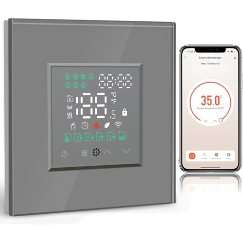 BSEED Termostato eléctrico Smart Alexa para calefacción por suelo radiante, termostato programable para calefacción eléctrica de 16 A, termostato de calefacción, compatible con Alexa, Google Home
