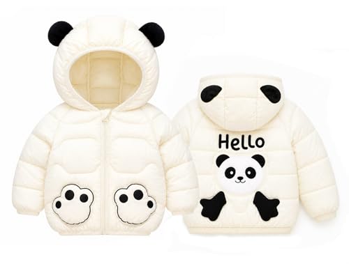 Image of Bold N Elegant Cartoon Bear Kids Shiny Sparkling Quilted Winter Warm Standard Length Wool Blend Hood Jacket Coat Bomber Puffer Jacket for Boys Girls Kids