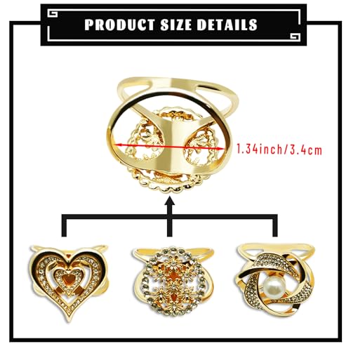 Image of 3pcs Elegant Rhinestone Daisy FLowers Scarf ring Buckle for Lady Heart Crystal Rhinestone Scarves Clip Buckle for women