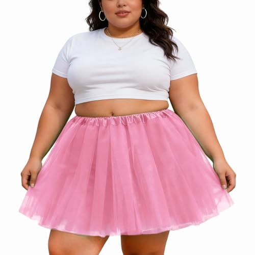 UAREBST Plus Size Tutu Skirt Lining Adult Tutu Ballet Skirt (US Alpha Large Regular Regular Pink)