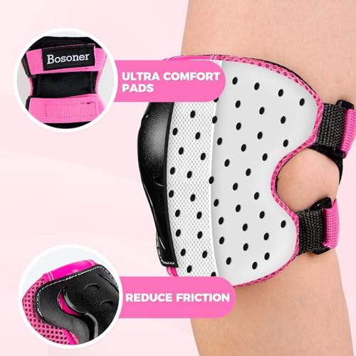 Image of BOSONER Kids /Youth Knee Pad Elbow Pads Guards Protective Gear Set for Roller Skates Cycling BMX Bike Skateboard Inline Skatings Scooter Riding Sports