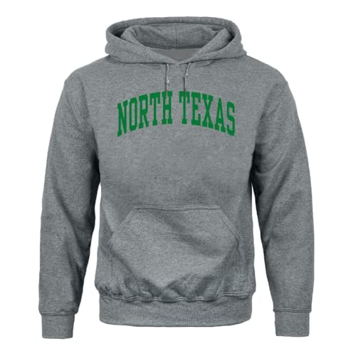 Barnesmith University of North Texas, UNT Mean Green, Adult Unisex Hooded Sweatshirt, Classic, Charcoal Grey, Large