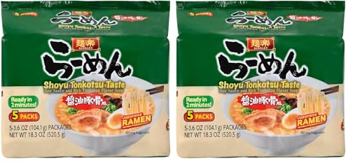 Image of Hikari Menraku Ramen Shoyu Tonkotsu Japanese Instant Noodle Soup, 10 Pack 18.3 Oz