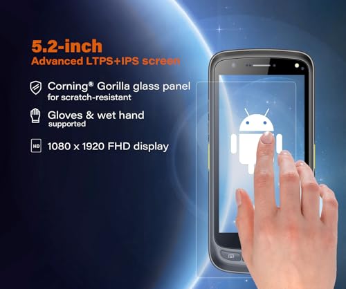Image of Handheld Data Terminal Mobile Computer with 1D & 2D Barcode Scanner, 3G 4G WiFi BT GPS, Ergonomic Pistol Grip, 5.2'' FHD Screen, 13MP Camera, 8000mAH Battery