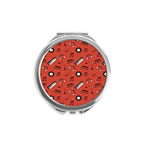 Miroir de poche de musique noir d'enregistrement rouge pour retouches maquillage nomades