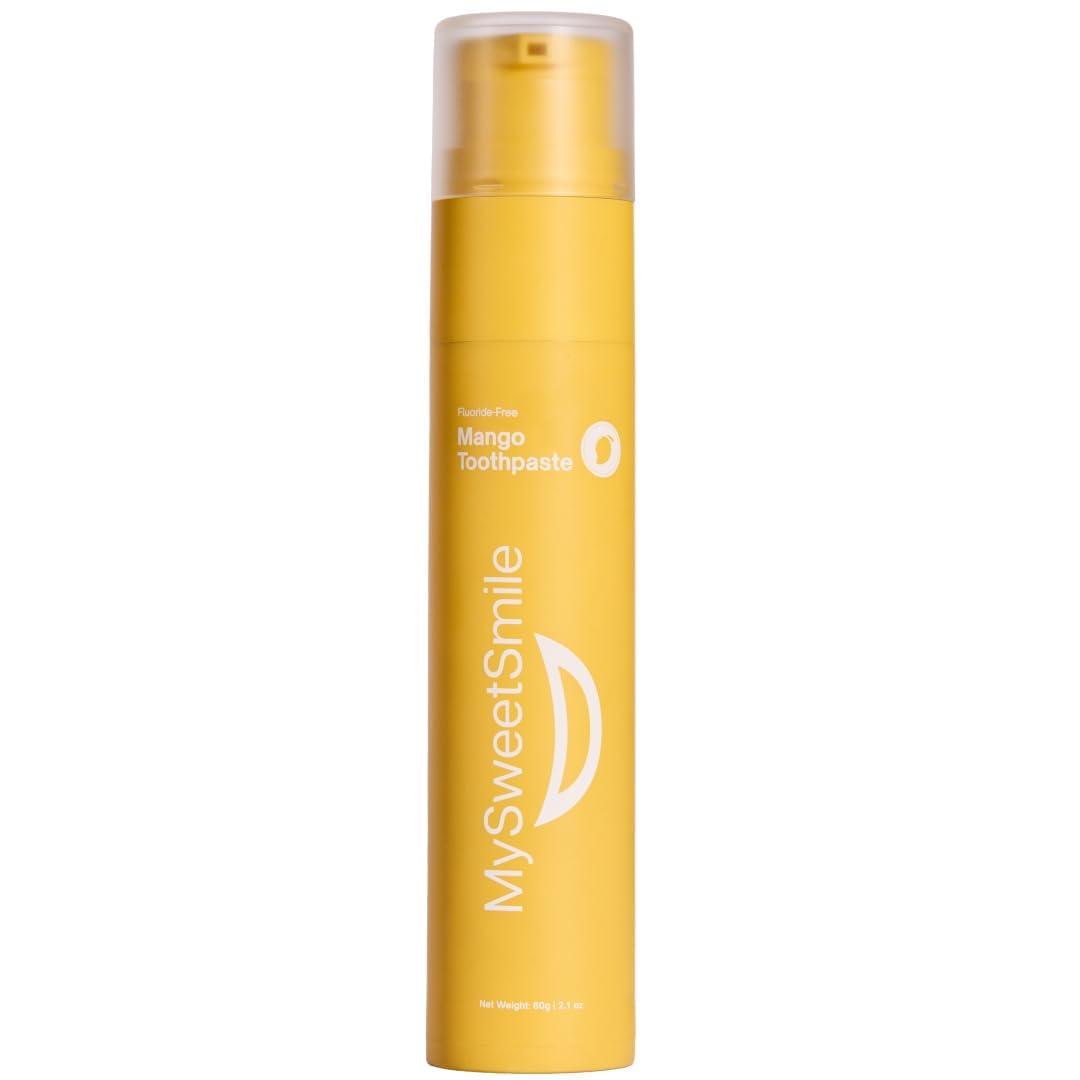 MySweetSmile Mango Flavoured Toothpaste - Fluoride Free Formula - Kid-Friendly Toothpaste - Deep Cleaning - Cavity Protection - Juicy Mango Flavour - 60g
